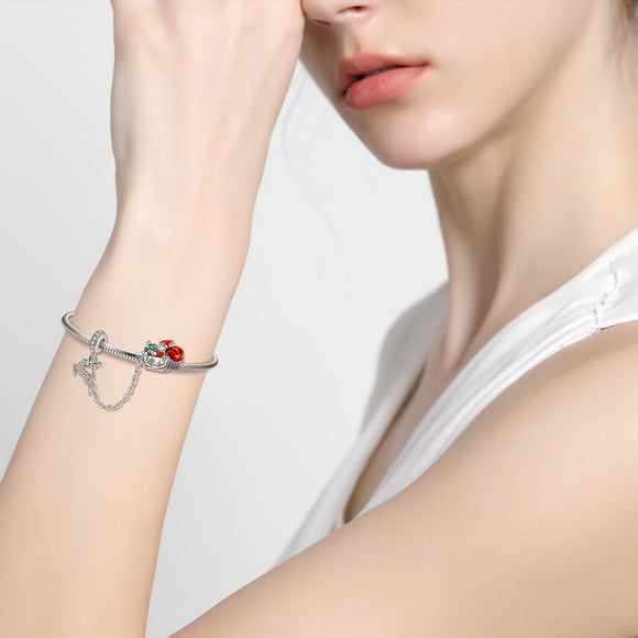 Pulsera de Plata S925 Navidad con Protección Reno y Papá Noel - Accesorios DIY