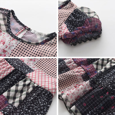 Vestido Infantil Estampado Patchwork Manga Corta - Image 20