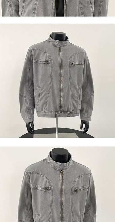 Chaqueta Denim Pesada Vintage Desgastada para Hombre - Image 8