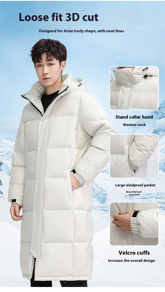 Abrigo Largo de Plumón de Pato Blanco para Hombre - Chaqueta Térmica Reforzada - Image 12
