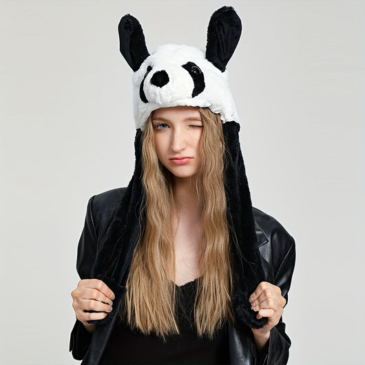 Gorro Peluche con Orejas Móviles - Panda, Perro, Rana y Cachorro para Disfraz y Fiesta - Image 11