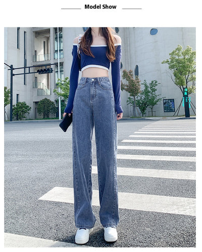 Jeans Rectos de Cintura Alta Holgados de Pierna Ancha para Mujer - Image 18