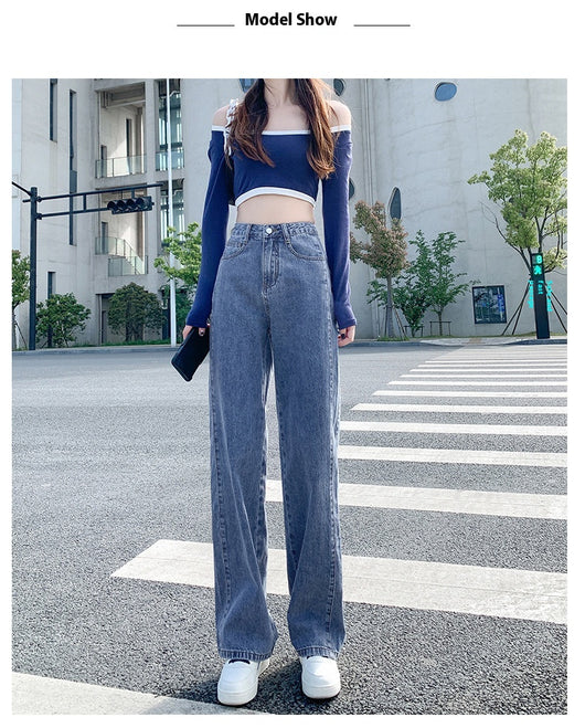 Jeans Rectos de Cintura Alta Holgados de Pierna Ancha para Mujer - Image 18
