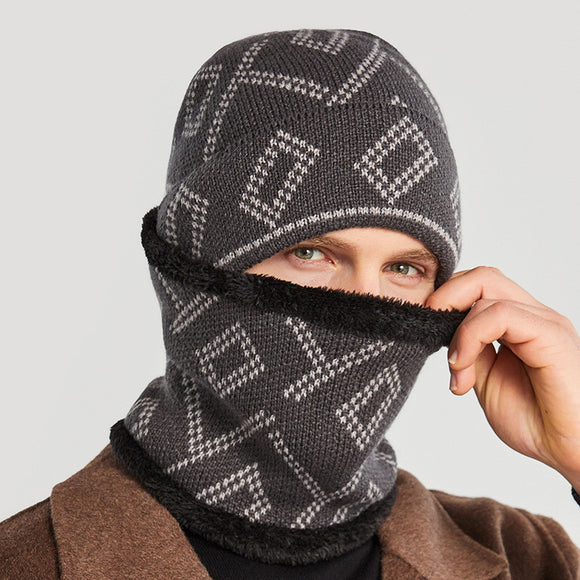 Gorro Térmico con Patrón Cuadrado Grueso para Clima Frío