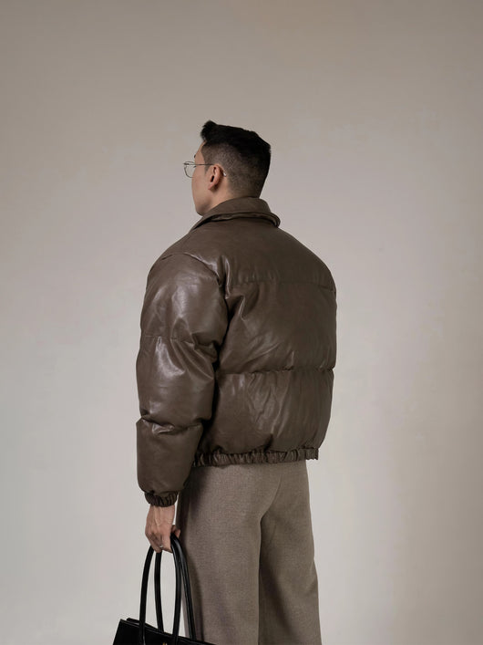 Chaqueta Acolchada de Cuero PU con Cuello Alto y Relleno Extra - Image 5