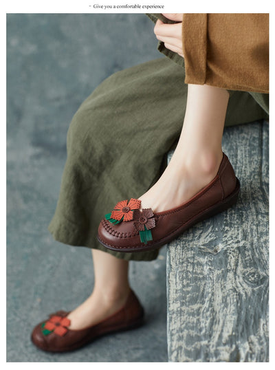 Zapatos Artesanales de Cuero Estilo Étnico Retro con Suela Suave para Mujer - Image 9