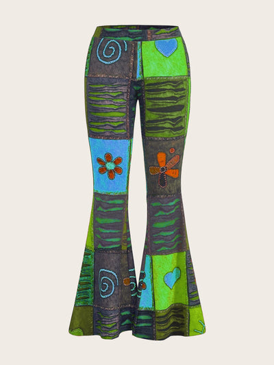 Pantalones Bootcut Ajustados con Estampado Abstracto Moderno - Image 15