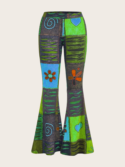 Pantalones Bootcut Ajustados con Estampado Abstracto Moderno - Image 15