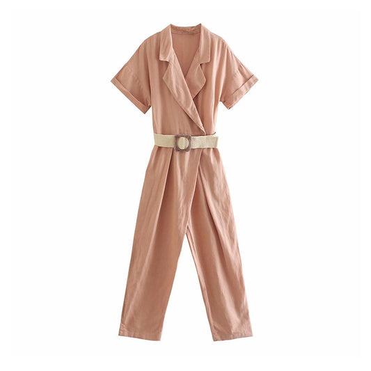 Jumpsuit Elegante Tipo Traje con Cuello - Estilo Europeo Versátil