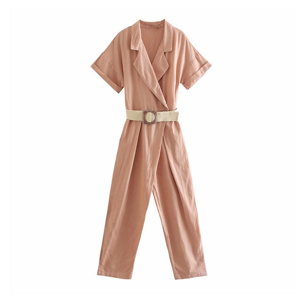 Jumpsuit Elegante Tipo Traje con Cuello - Estilo Europeo Versátil