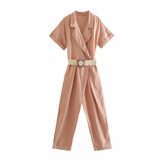 Jumpsuit Elegante Tipo Traje con Cuello - Estilo Europeo Versátil