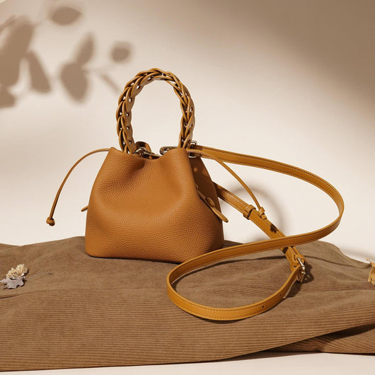 Bolso Bandolera de Cuero Vegetal - Estilo Bucket Vintage - Image 14