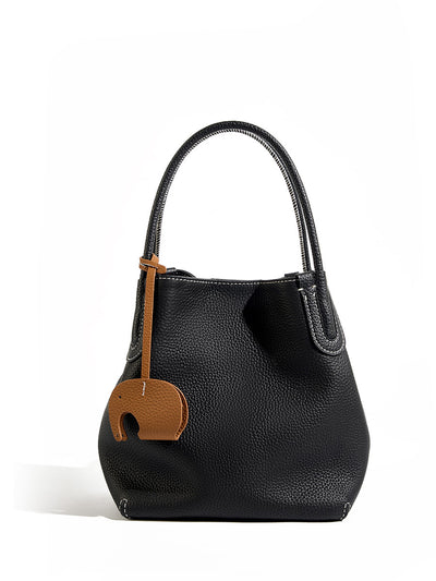 Bolso Bucket de Cuero Genuino Primera Capa - Image 8