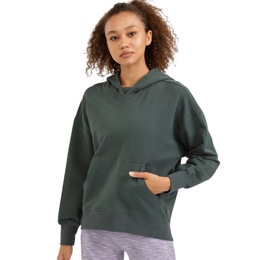 Sudadera Hoodie Oversize de Color Liso con Hombros Caídos - Image 15