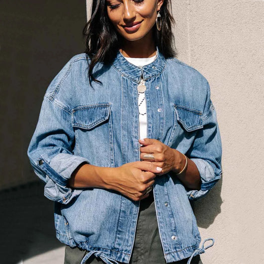Chaqueta Denim Suelta con Cordón para Mujer - Image 2