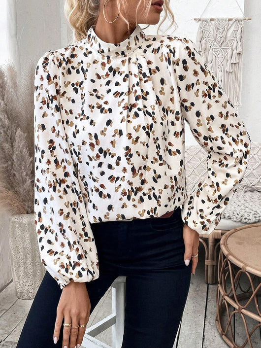 Blusa Estampada Cuello Mao Manga Larga Coordinable para Mujer - Image 10