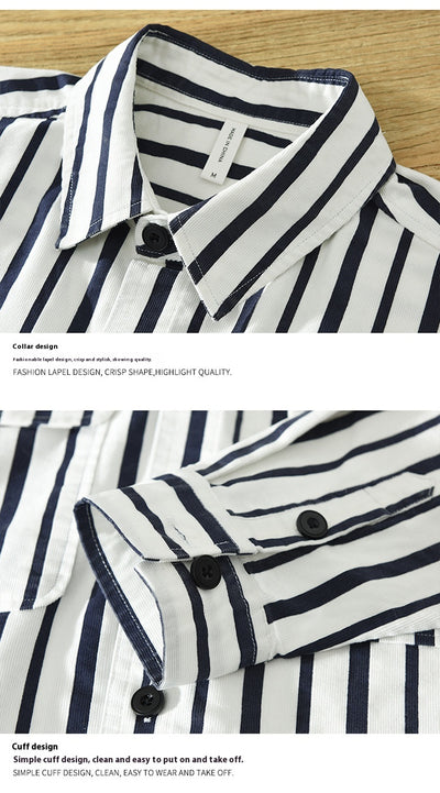 Camisa Suelta a Rayas Remodelada para Hombre Joven - Image 16