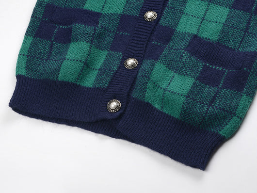Cardigan de Mohair a Cuadros Verdes - Tejido Trendy para Mujer - Image 11