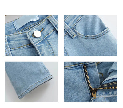 Pantalón Denim Cintura Alta Efecto Mojado Estilo Retro Slim - Image 4