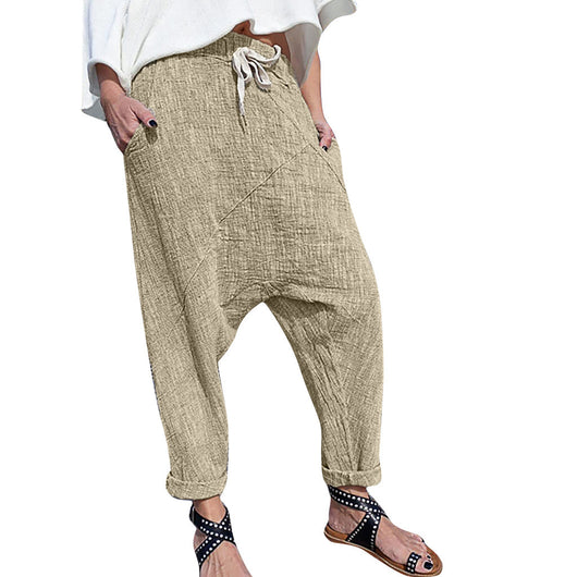 Pantalones Anchos de Lino y Algodón con Bolsillos para Mujer Talla Grande - Image 4