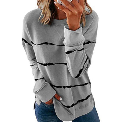 Sudadera Suelta de Cuello Redondo con Rayas Tie Dye para Mujer - Image 3