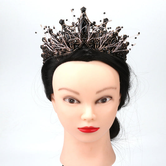Corona Barroca Negra Vintage Hecha a Mano para Novia