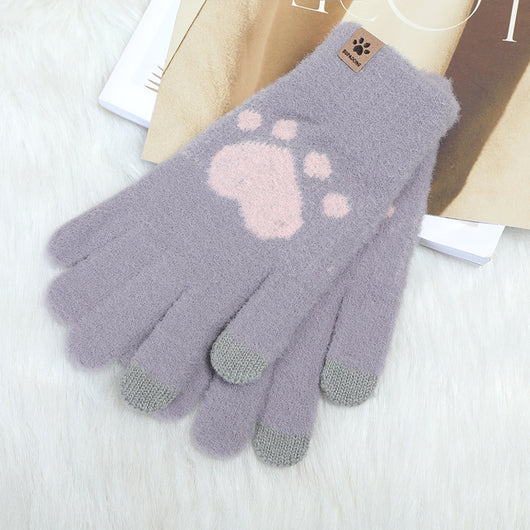 Guantes Tejidos de Invierno con Contraste de Colores y Forro Polar para Mujer - Image 63