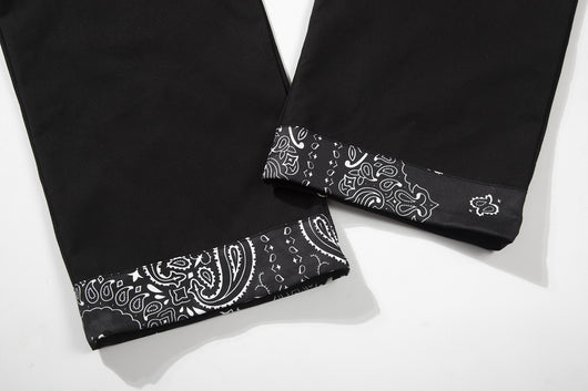 Pantalón Overol Rojo y Negro Flor de Anacardo Suelto Recto - Image 6