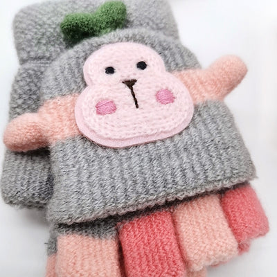 Guantes de Lana Tejida de Medio Dedo con Diseño de Mono - Image 7