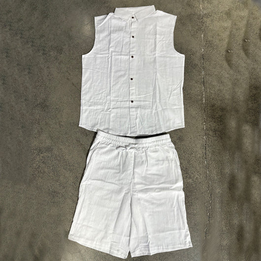 Conjunto de Camisa y Pantalones Cortos de Lino para Hombre - Image 24