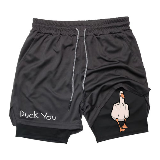 Shorts Deportivos Doble Capa con Estampado de Pato para Hombre - Image 9