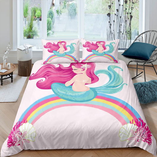 Funda Nórdica Estampada Sirena Caricatura para el Hogar - Image 8
