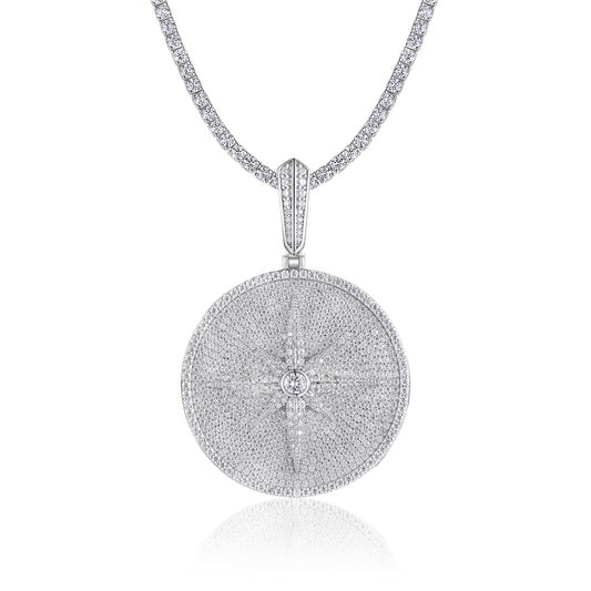 Collar Redondo Brillante - Colgante de Moissanita S925 con Baño de Platino