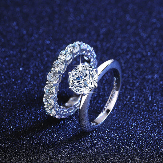 Anillo de Plata S925 con Moissanita para Mujer