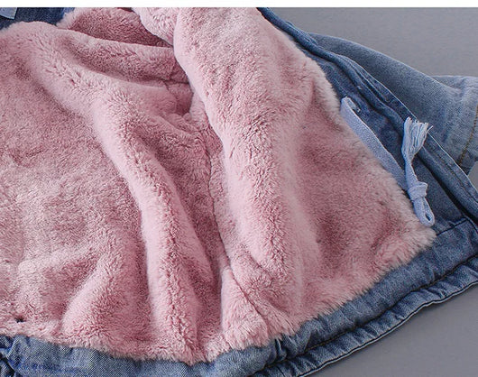 Chaqueta de Niña Denim con Forro de Terciopelo para Otoño e Invierno - Image 12