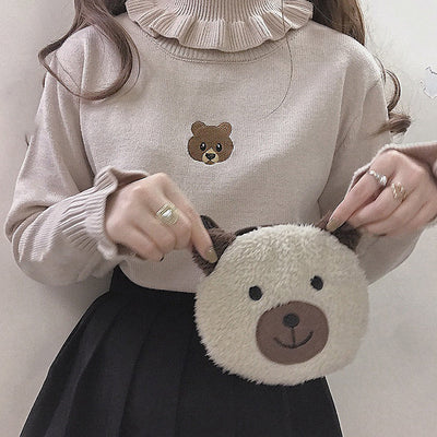 Suéter Cuello Alto Ajustado con Detalles de Oreja para Niña - Otoño Invierno - Image 8