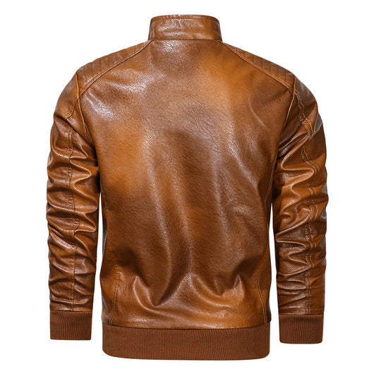 Chaqueta de Cuero con Cuello de Pie y Bolsillos - Image 4