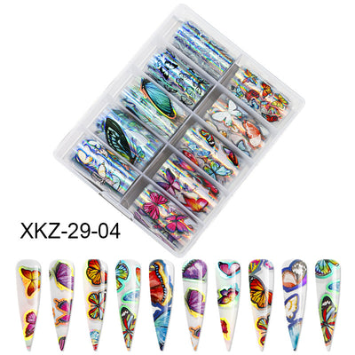 Láminas de Transferencia para Uñas con Diseños de Estrellas y Mariposas Láser - Image 37