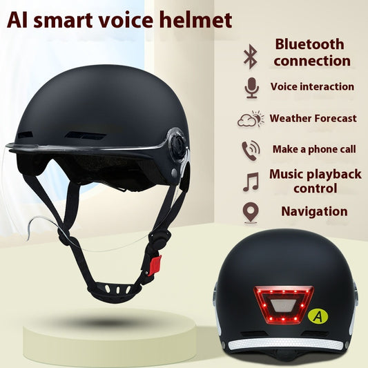 Casco Inteligente con Bluetooth, Control por Voz y Luz de Alerta