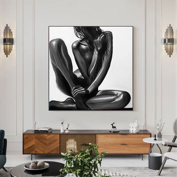 Cuadro Abstracto Mujer Africana Moderna - Lienzo Óleo Decorativo para Hogar