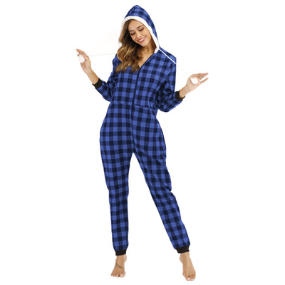 Jumpsuit de Algodón a Cuadros con Capucha para Mujer - Image 11