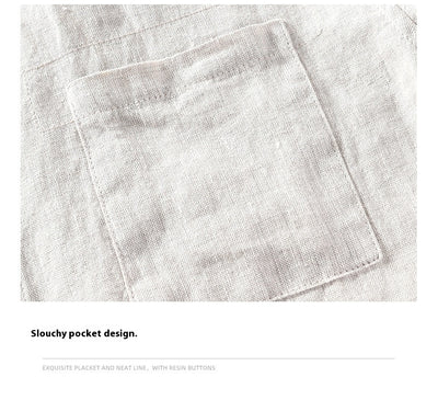 Camisa de Lino Casual para Hombre con Cuello Cuadrado - Image 15