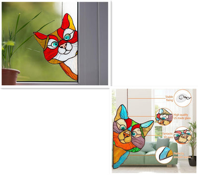 Adorno de Gato en Vitral para Ventana - Image 32