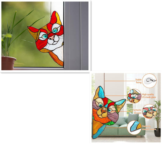 Adorno de Gato en Vitral para Ventana - Image 32