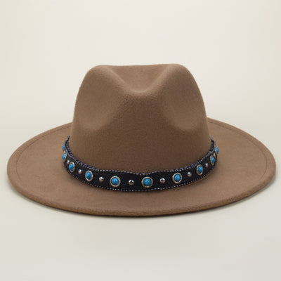 Cinturón Tejido Bohemio en Cuero y Sombrero de Fieltro con Detalles de Piel - Image 4