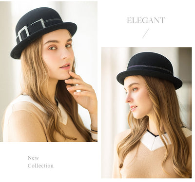 Sombrero de Fieltro de Lana para Mujer - Elegante Modelo Redondo - Image 10