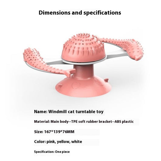 Blue pet toy for cats featuring a spinning windmill design with two dolphin-shaped arms and a suction cup base. - Image 10