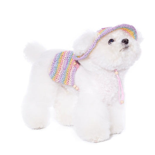 Bolsa de Viaje con Sombrero Tejido para Perros Pequeños - Estilo Vacacional - Image 3