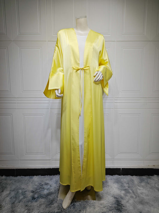 Vestido Abaya de Satén Suave - Moda Elegante Oriente Medio - Image 8