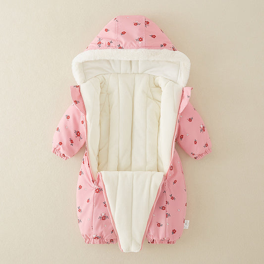 Abrigo Enterizo de Algodón Grueso para Bebé Niña - Pijama Invernal Cálido - Image 2
